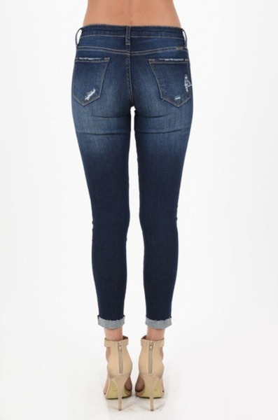 Distressed Dark Ankle Skinny
