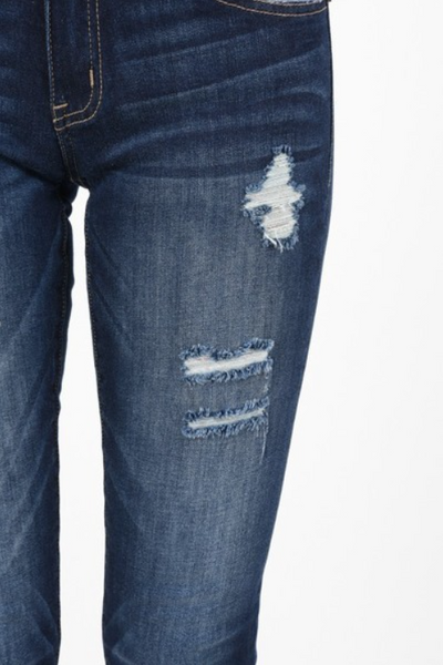 Distressed Dark Ankle Skinny