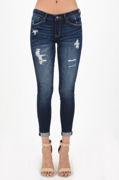 Distressed Dark Ankle Skinny