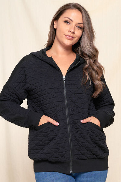 Quilted Black Zip Up+