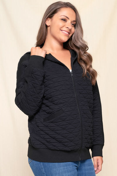 Quilted Black Zip Up+