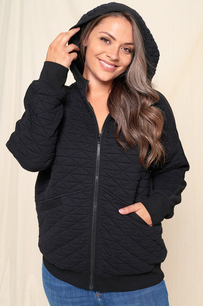 Quilted Black Zip Up+