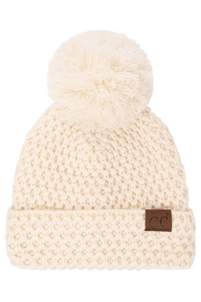 C.C Bee Stitch Knit Pom Beanie