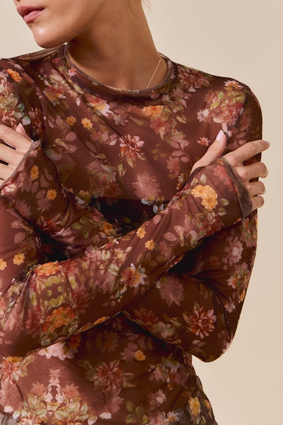 Fall Flowers Sheer Shirt