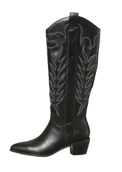 Inlay Black Cowboy Boots