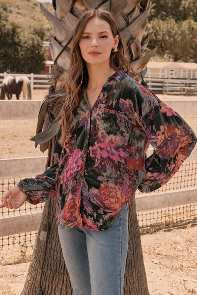 Velour Floral Blouse