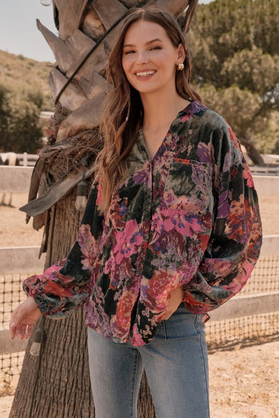 Velour Floral Blouse