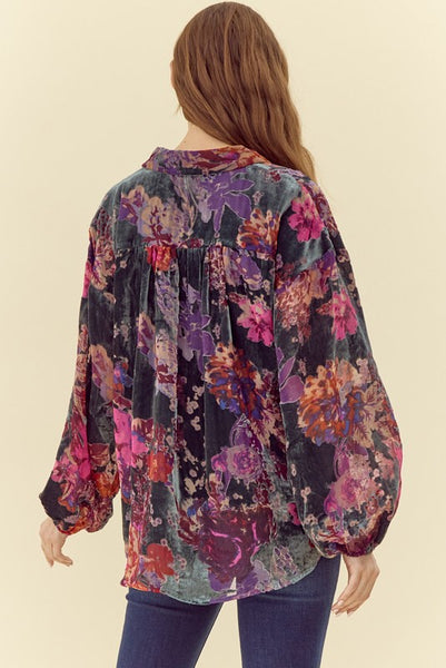 Velour Floral Blouse