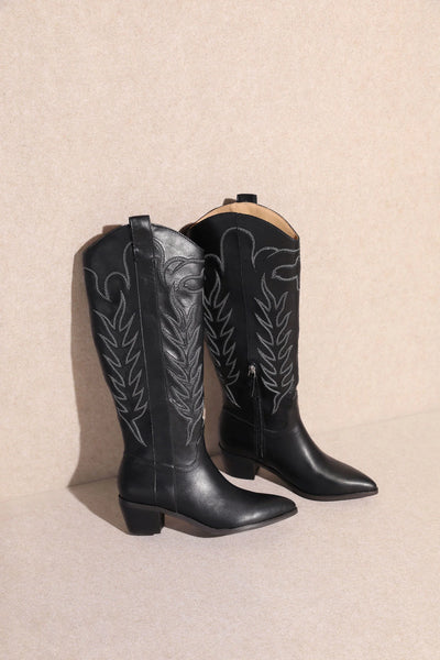 Inlay Black Cowboy Boots