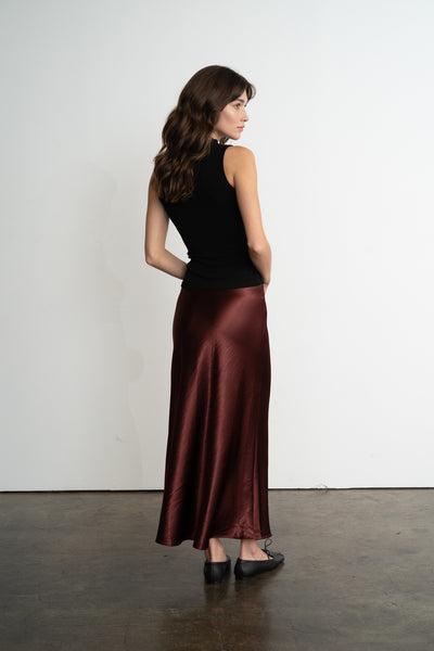 Satin Semi Flare Skirt