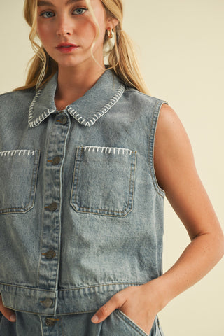 In Stitches Denim Vest