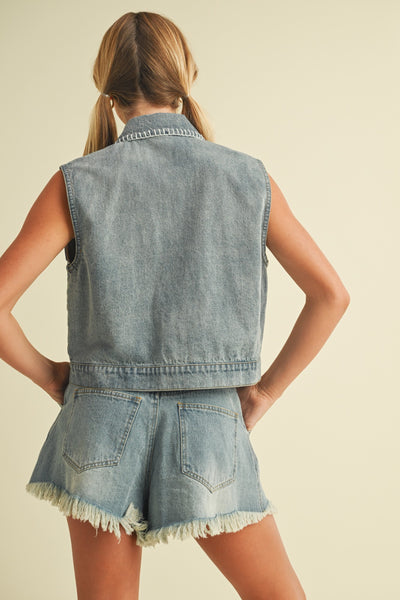 In Stitches Denim Vest