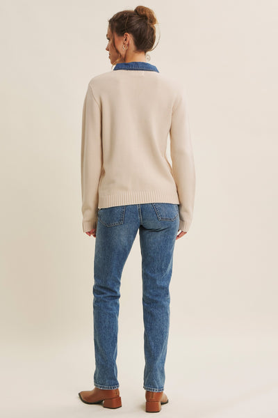 Denim Trim Sweater