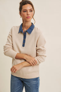 Denim Trim Sweater