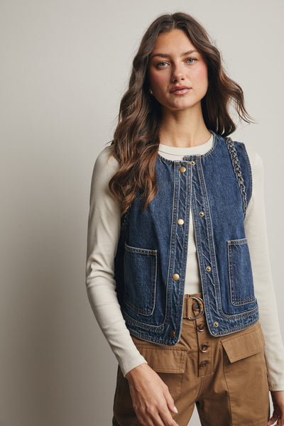 Braided Denim Vest