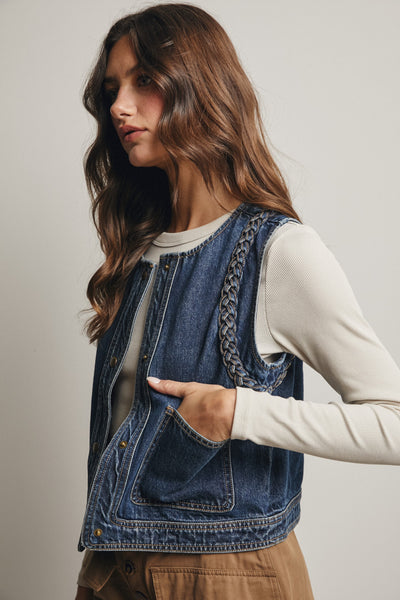 Braided Denim Vest