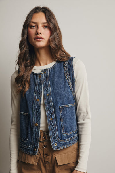 Braided Denim Vest