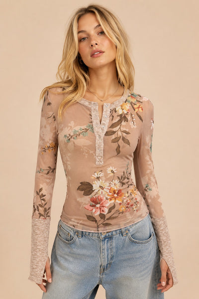 Floral Haze Henley