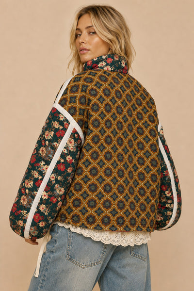 Patchwork Quilted Bomber Jacket