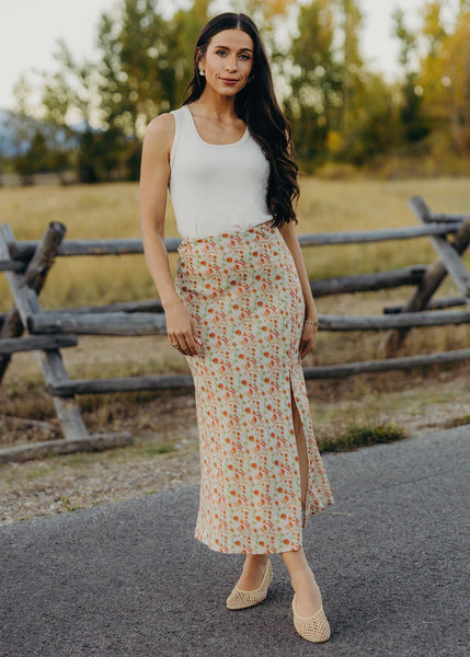 Peach Wood Maxi Skirt