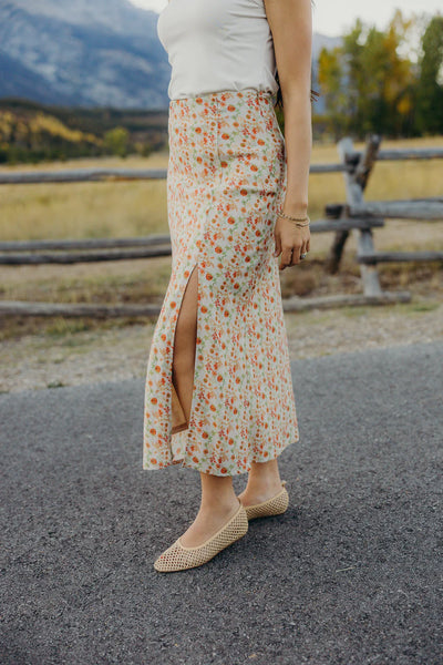Peach Wood Maxi Skirt
