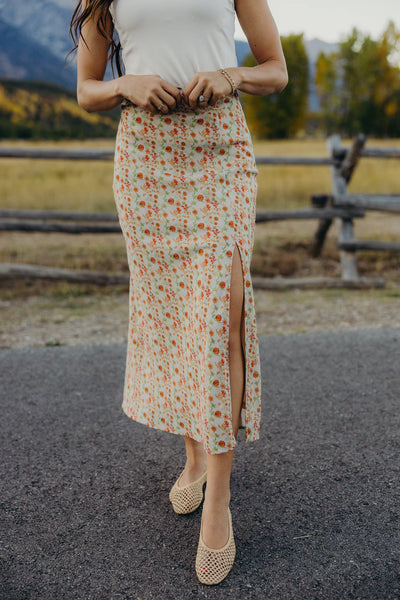 Peach Wood Maxi Skirt