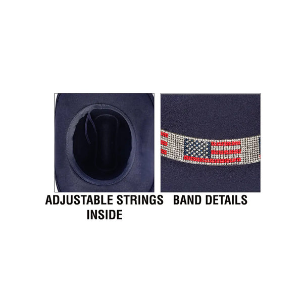 US Flag Rhinestone Band Cowboy Hat