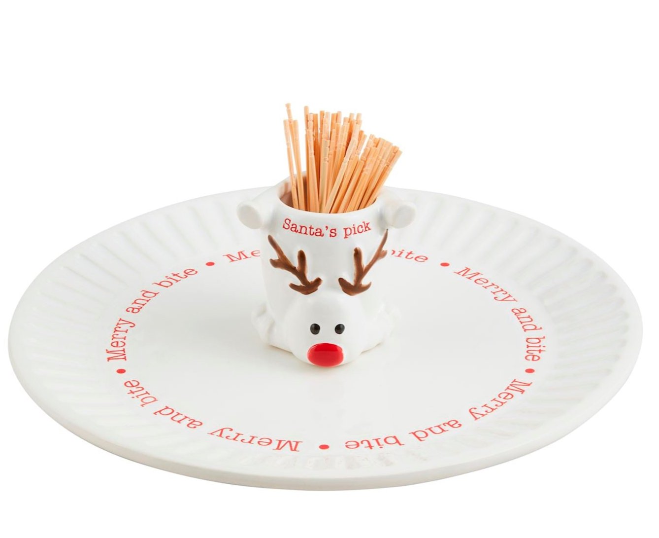 Reindeer Toothpick Appetizer Plate Set