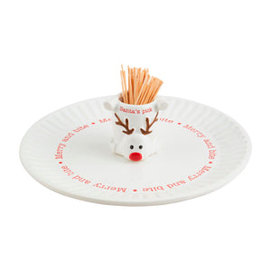 Reindeer Toothpick Appetizer Plate Set
