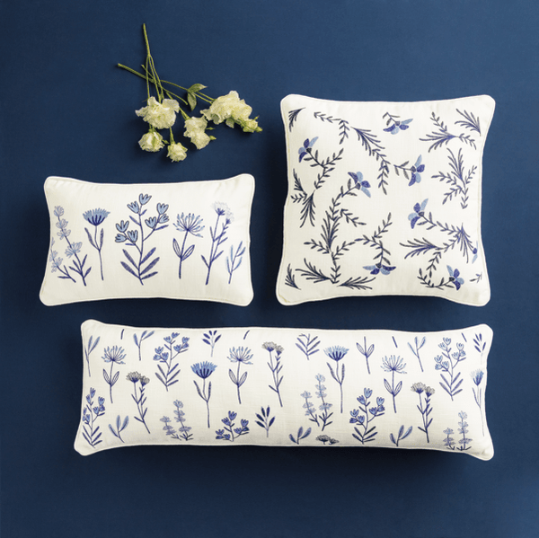 Blue Floral Pillow