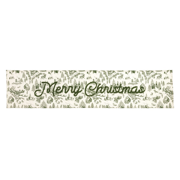 Green Toile Table Runner