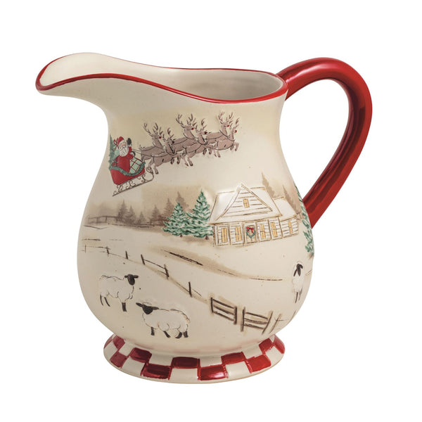 Farm Christmas Scene Pitcher