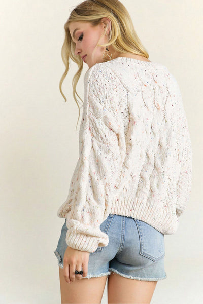 Confetti Cable Knit Sweater