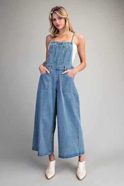 Drawstring Denim Jumpsuit