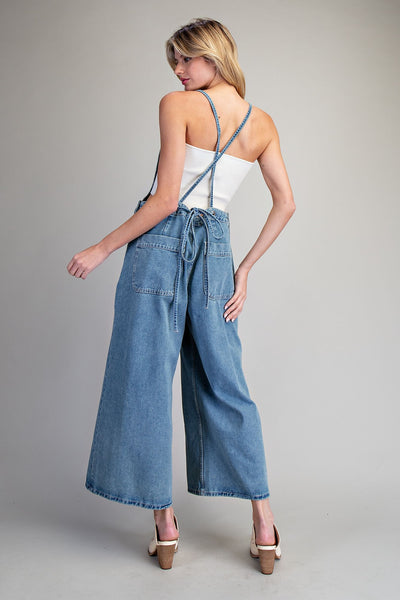 Drawstring Denim Jumpsuit