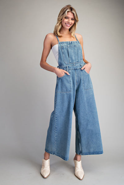 Drawstring Denim Jumpsuit