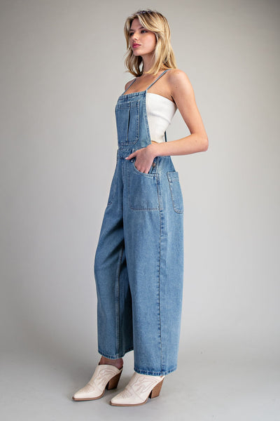 Drawstring Denim Jumpsuit