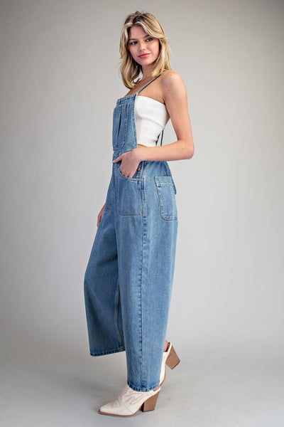Drawstring Denim Jumpsuit