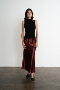 Satin Semi Flare Skirt