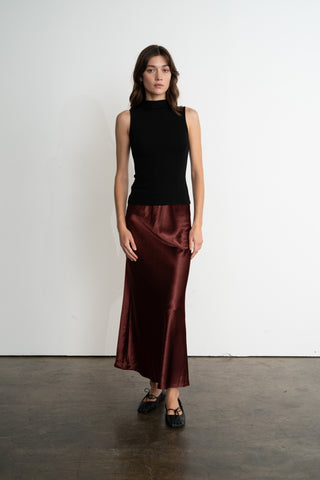 Satin Semi Flare Skirt