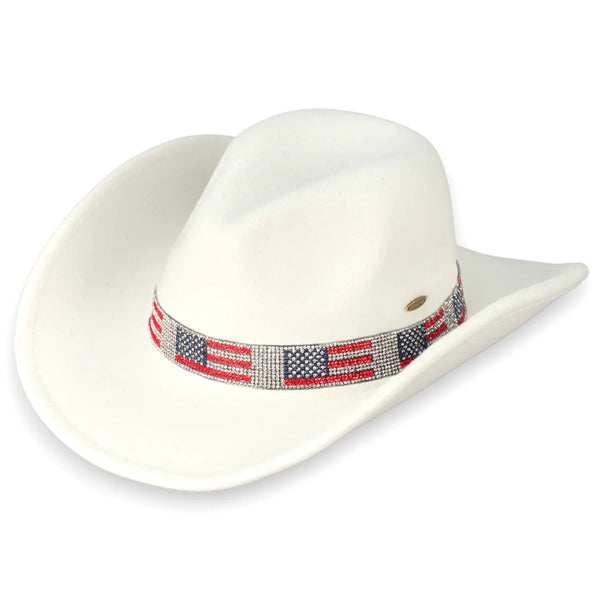 US Flag Rhinestone Band Cowboy Hat
