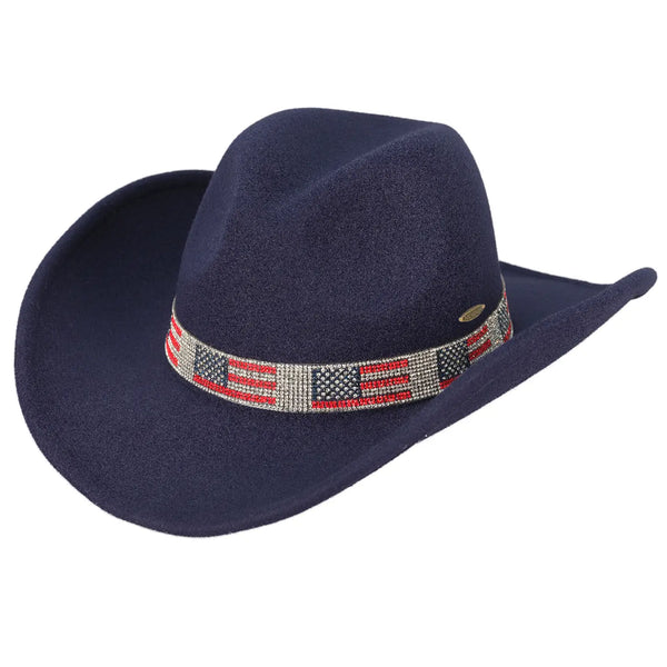 US Flag Rhinestone Band Cowboy Hat