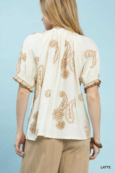 Paisley Puff Sleeve Top