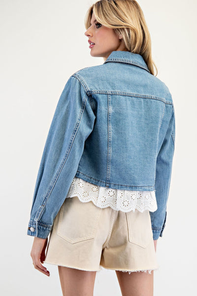 Lace Trim Denim Jacket