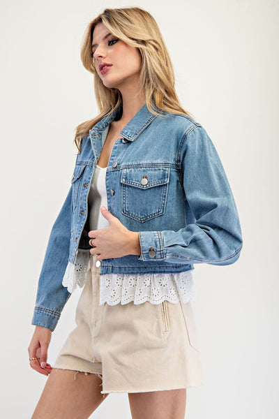 Lace Trim Denim Jacket