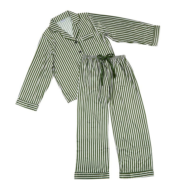 Long Sleeve Green Stripe PJ Set