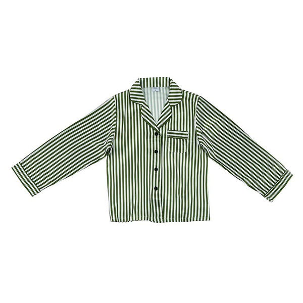 Long Sleeve Green Stripe PJ Set