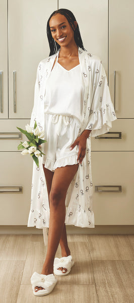Long Ruffle Satin Robe