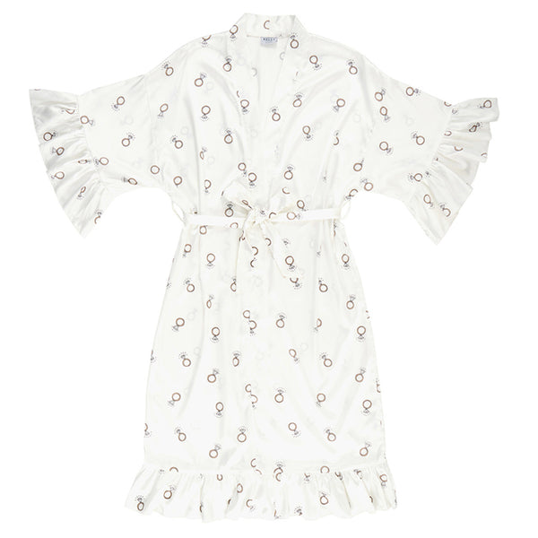 Long Ruffle Satin Robe