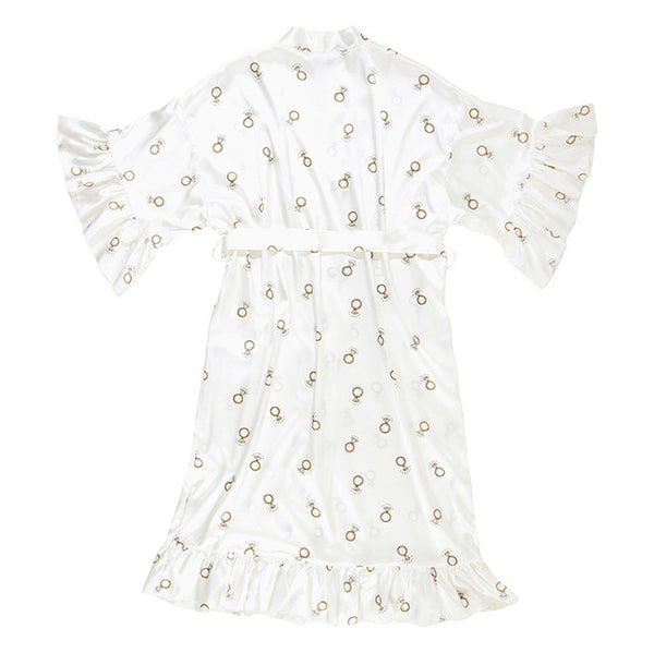Long Ruffle Satin Robe
